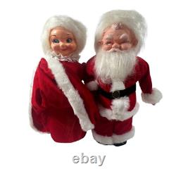 Santa Mrs Claus Dolls Handmade 13 In Velvet Dress Kitschy 1960s Vintage Bottle