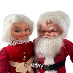 Santa Mrs Claus Dolls Handmade 13 In Velvet Dress Kitschy 1960s Vintage Bottle