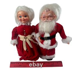 Santa Mrs Claus Dolls Handmade 13 In Velvet Dress Kitschy 1960s Vintage Bottle