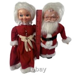 Santa Mrs Claus Dolls Handmade 13 In Velvet Dress Kitschy 1960s Vintage Bottle