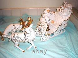 Santa & Sleigh & Reindeer Grandeur Noel Porcelain 2000 Collector' Edition Iob
