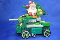 Santa on the Tank Hand Carved 10.23 Wooden Figure Hand Painted Father Frost