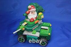 Santa on the Tank Hand Carved 10.23 Wooden Figure Hand Painted Father Frost