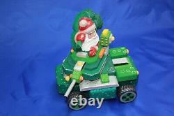 Santa on the Tank Hand Carved 10.23 Wooden Figure Hand Painted Father Frost