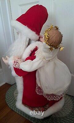 Santa's Best Animated 30 Porcelain Santa Figure with Angel 1996 Pre-owned