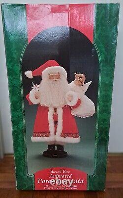 Santa's Best Animated 30 Porcelain Santa Figure with Angel 1996 Pre-owned