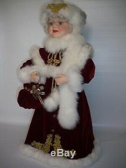 Santa's Best RARE 27 Large Mrs Santa Claus Animated Figure, Motion, Fur Trims