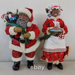 Set 2 Clothtique Possible Dreams African American Santa and Mrs. Claus Figures