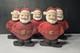 Set Of Five 1950's Santa Claus With Mica Christmas Hand Painted Made In Japan