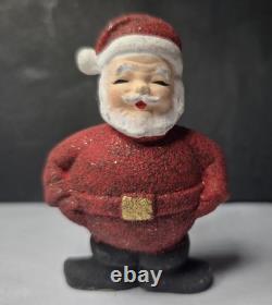 Set Of Five 1950's Santa Claus With Mica Christmas Hand Painted Made In Japan