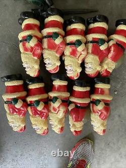 Set of 10 Christmas Blow Mold Santa Plastic 10 Dynagood Path Lights Stakes READ