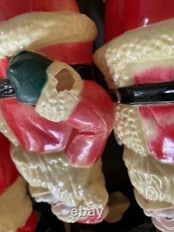 Set of 10 Christmas Blow Mold Santa Plastic 10 Dynagood Path Lights Stakes READ