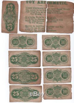 Set of 1872 Kids Play Toy Paper Money by R. Shugg New York with SANTA CLAUS