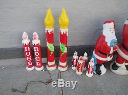 Several Vintage Santa Claus, Frosty Snowman Noel candles blow mold