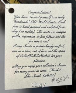 Sha Smith 1998 Old World Santa Signed & Numbered 5524 Toy Maker Workshop Quilted