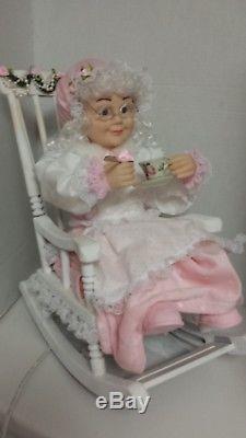 Shabby Chic Pink Mrs Claus Rocking Chair Large Christmas Mrs Santa Claus Animate