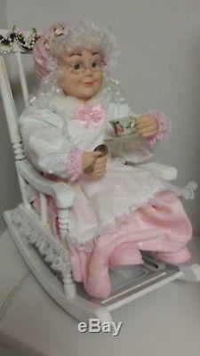 Shabby Chic Pink Mrs Claus Rocking Chair Large Christmas Mrs Santa Claus Animate