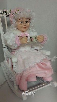 Shabby Chic Pink Mrs Claus Rocking Chair Large Christmas Mrs Santa Claus Animate