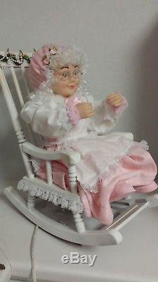 Shabby Chic Pink Mrs Claus Rocking Chair Large Christmas Mrs Santa Claus Animate