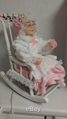 Shabby Chic Pink Mrs Claus Rocking Chair Large Christmas Mrs Santa Claus Animate