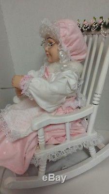 Shabby Chic Pink Mrs Claus Rocking Chair Large Christmas Mrs Santa Claus Animate