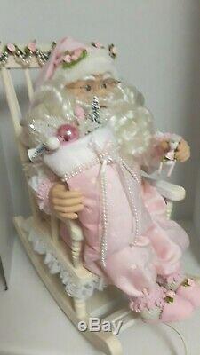 Shabby Chic Pink Santa Claus Rocking Chair Large Christmas Animated