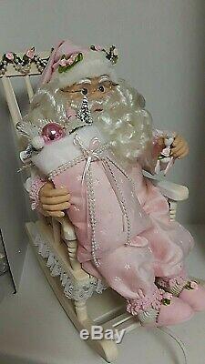 Shabby Chic Pink Santa Claus Rocking Chair Large Christmas Animated