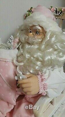 Shabby Chic Pink Santa Claus Rocking Chair Large Christmas Animated