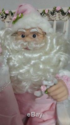 Shabby Chic Pink Santa Rocking Chair Large Christmas Santa Claus Animated Ooak