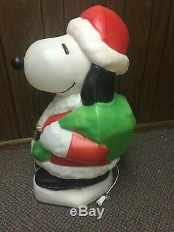 Snoopy Santa Claus Christmas Blow Mold Lighted 32 In