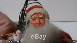 Spectacular Germany Compo Face SANTA CLAUS w 2 WICKER BASKETS for Candy