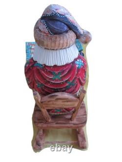 Swinging Carved Santa Claus Handmade/Crafted Statue/Wood/Detachable Book/Russia