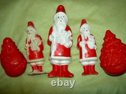 THREE (3) Antique 1920s, traditional cotton batting Santa Claus figure ornaments
