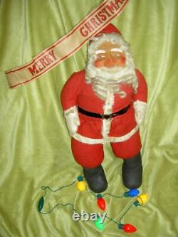 THREE (3) Antique 1920s, traditional cotton batting Santa Claus figure ornaments