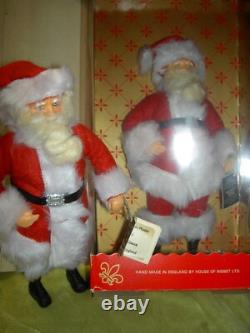 THREE (3) Antique 1920s, traditional cotton batting Santa Claus figure ornaments