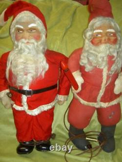 THREE (3) Antique 1920s, traditional cotton batting Santa Claus figure ornaments
