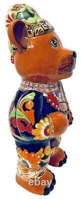 Talavera Mexican Pottery Santa Claus Bear Figure Christmas Folk Art XL 22