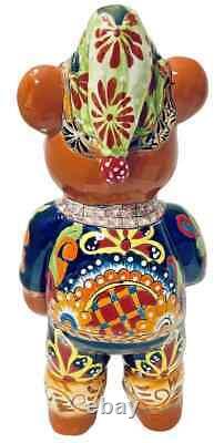 Talavera Mexican Pottery Santa Claus Bear Figure Christmas Folk Art XL 22