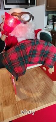 Telco Motion-ettes of Christmas Santa In His Sleigh Musical Lighted