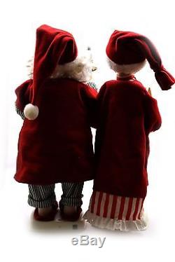 Telco Motionette Animated Santa Claus and Mrs Claus In Nightgown Pajama's