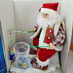 Telco Santa Claus Motion-ettes Lighted Ice Fishing w Box VIDEO Vintage 1997