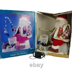 Telco Santa Claus Motion-ettes Lighted Ice Fishing w Box VIDEO Vintage 1997