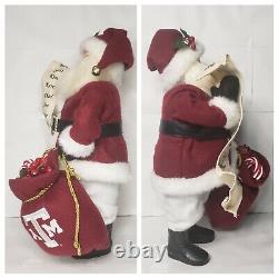 Texas A&M Christmas Santa Claus Decor with Bag Approx 15in Figure Holiday Statue