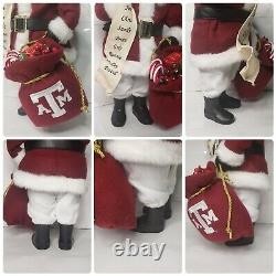 Texas A&M Christmas Santa Claus Decor with Bag Approx 15in Figure Holiday Statue