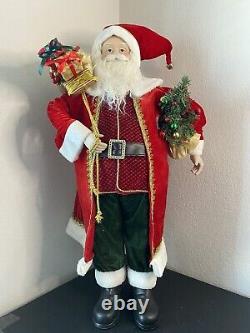 Traditional Vintage Santa Claus Figure 36 with Bag of Gifts and Small Tree