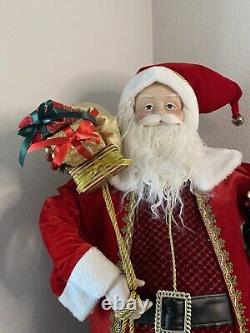 Traditional Vintage Santa Claus Figure 36 with Bag of Gifts and Small Tree