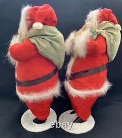 Twins! Two Unusual Brown Beard Vintage Santas, 11 inches High, made in Japan