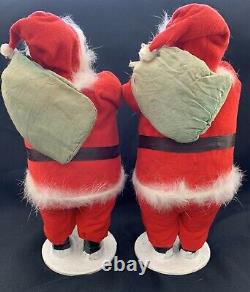 Twins! Two Unusual Brown Beard Vintage Santas, 11 inches High, made in Japan