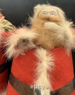 Twins! Two Unusual Brown Beard Vintage Santas, 11 inches High, made in Japan