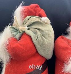 Twins! Two Unusual Brown Beard Vintage Santas, 11 inches High, made in Japan